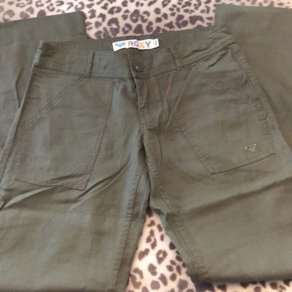 Roxy Button Fly Linen Blend Pants in Green Size 3 Juniors - Picture 6 of 17